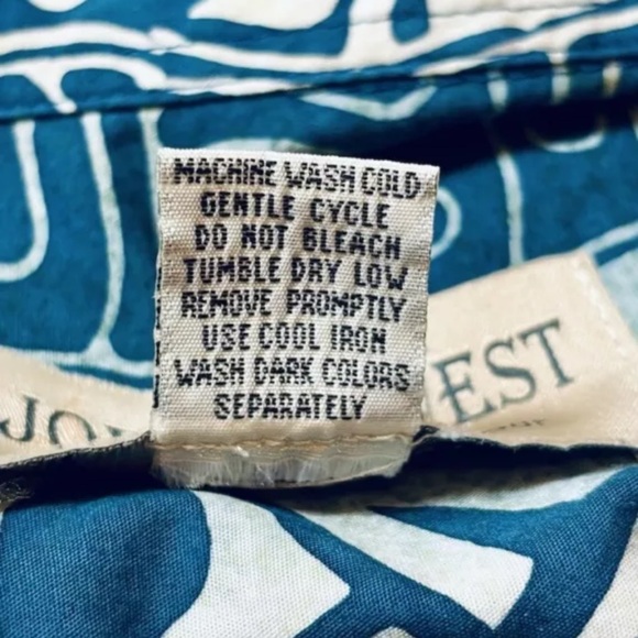 Johari West Shirt Mens 2XL Button Down Beige Blue Green Floral Hawaiian Camp - Picture 5 of 10